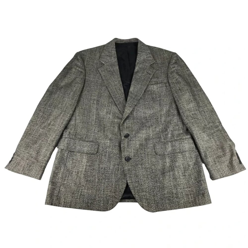 Haggar Mens Gray Imperial Long Sleeve Notch Collared Blazer Jacket Size‎ L